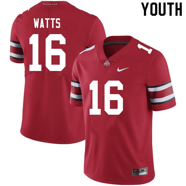 Ohio State Buckeyes #16 Ryan Watts Youth Embroidery Jersey Scarlet